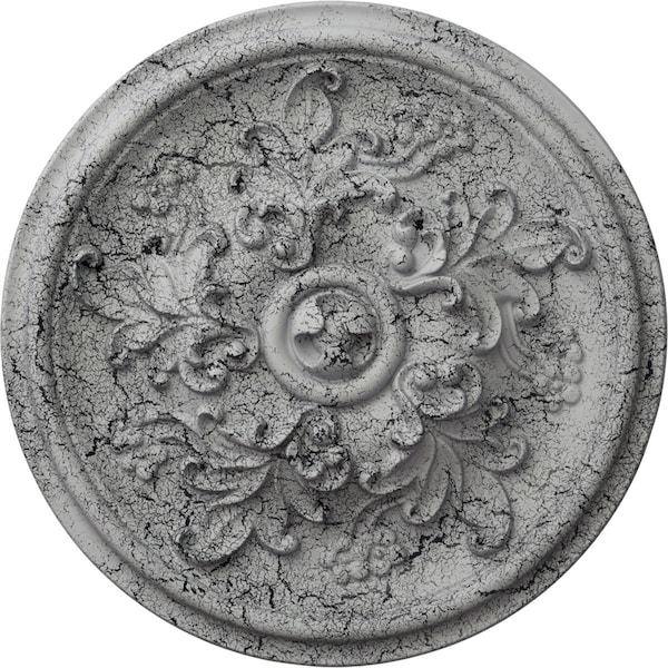 Ekena Millwork Katheryn Ceiling Medallion (Canopies up to 2 1/8"), 14 1/2"OD x 2 3/4"P, Ultra Pure White Crackle CM14KTUWC - main